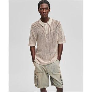Mode Of One Mens Open-Stitch Polo Sweater, NWT
